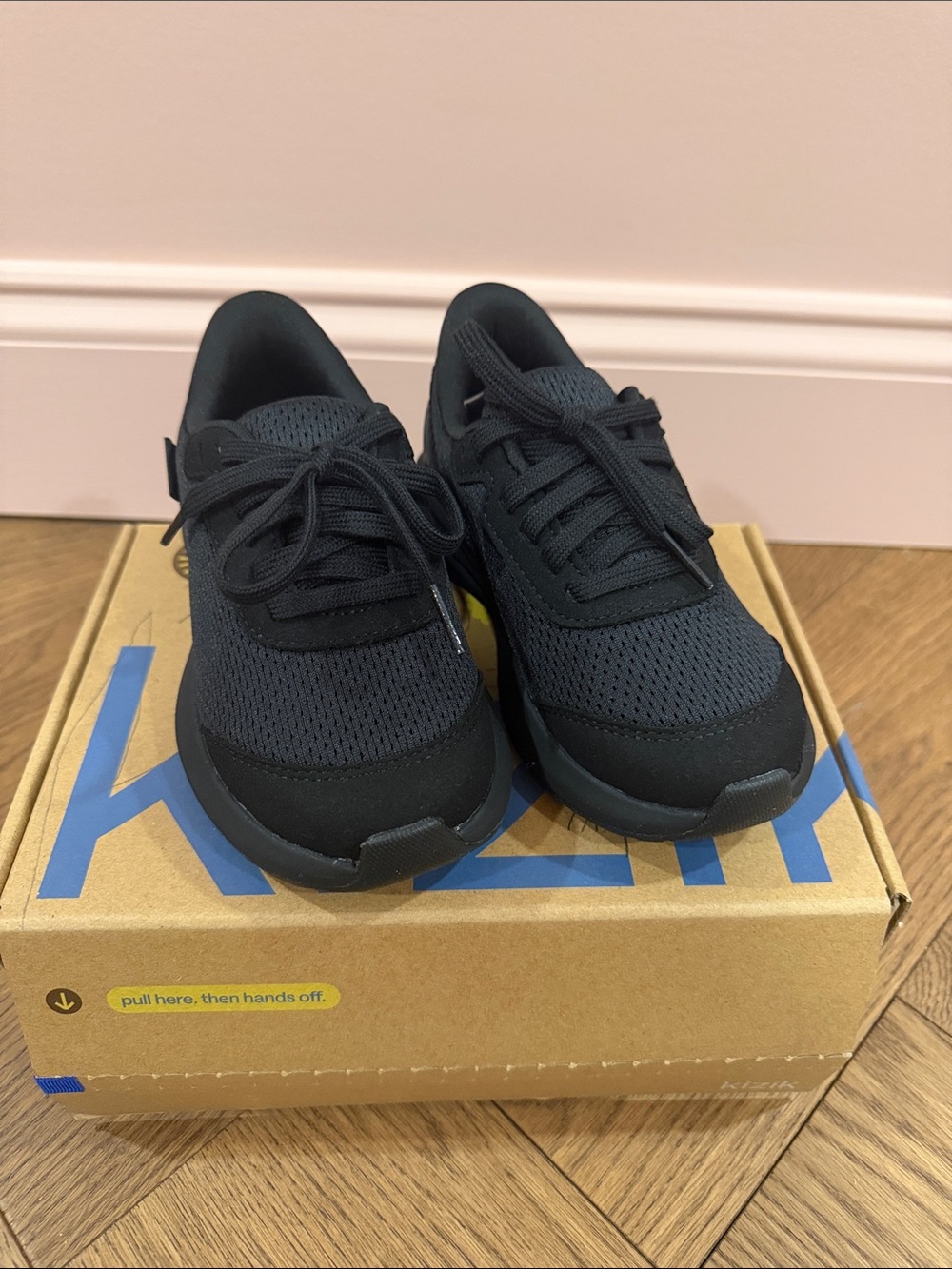 Kids Kizik Black Breathable Lace-Up Sneakers (2)